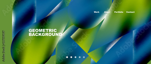 Glassmorphism landing page background template. Colorful glass shapes with metallic effect abstract composition for wallpaper, banner, background