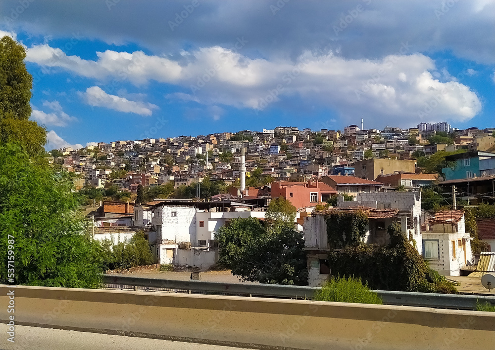 Chaotic housing construction on Kadifekale hill in Izmir, Turkey.