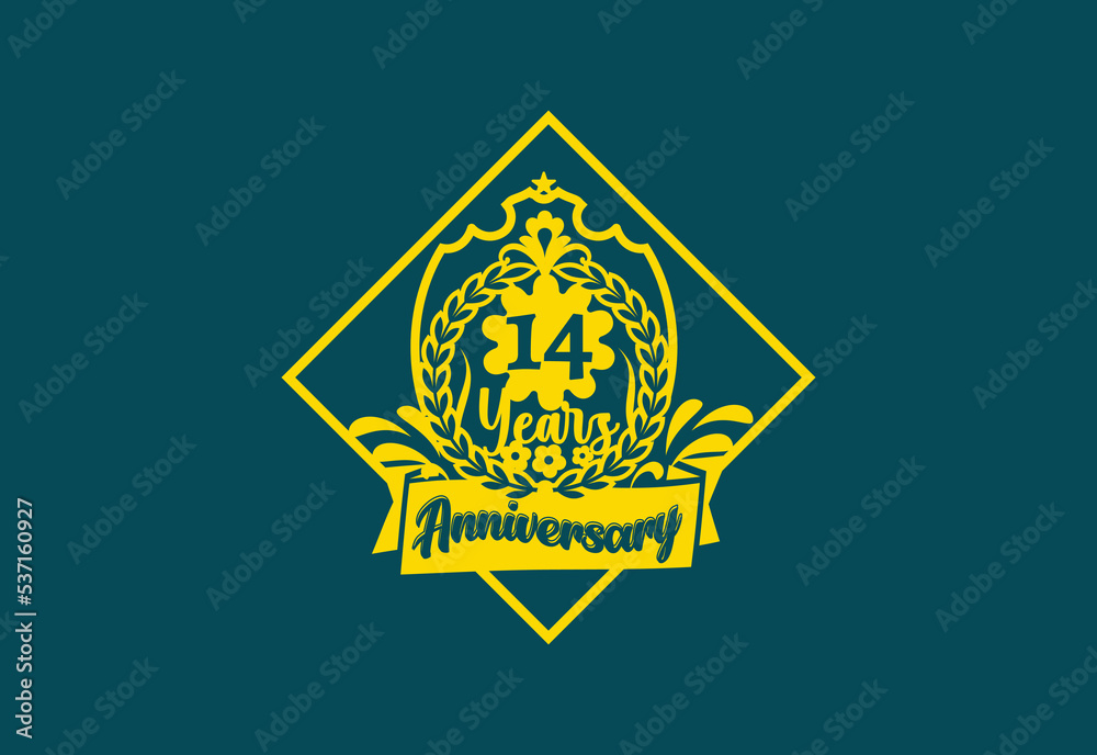 14 years anniversary logo and sticker design template 14 years anniversary logo and sticker design template