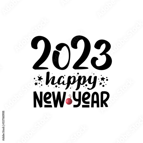 Happy New Year 2023 handwritten lettering. Square vector illustration for banner, card, postcard, cover.