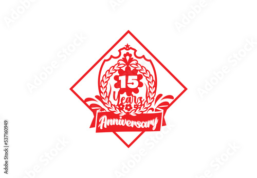 15 years anniversary logo and sticker design template