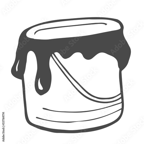 Hand drawn paint can icon. Elements for coloring. Doodle vector