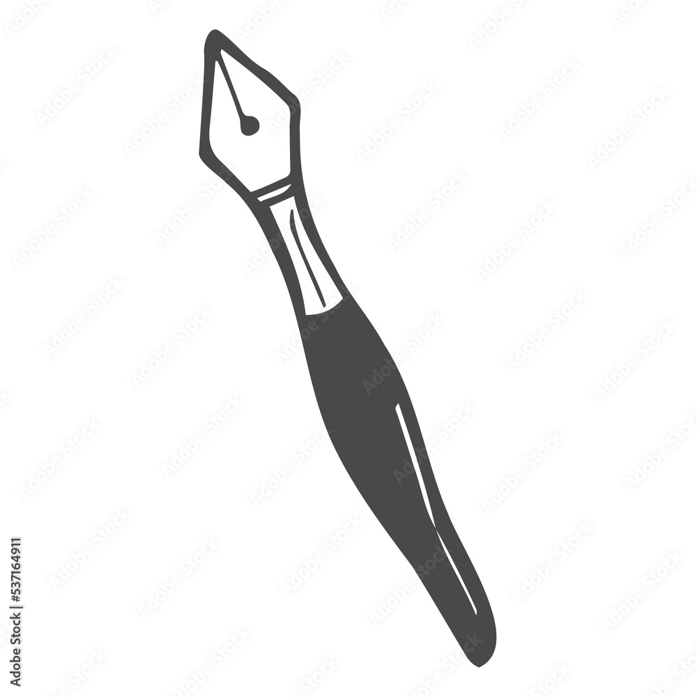 Vector monochrome illustration of ink pen logo. Vector monochrome illustration of ink pen logo.