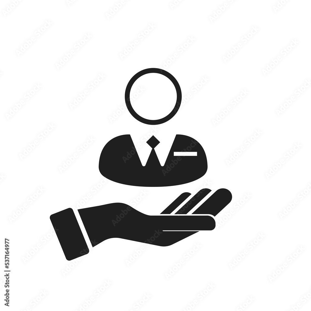 Hand holding a person icon. Vector illustration Hand holding a person icon. Vector illustration