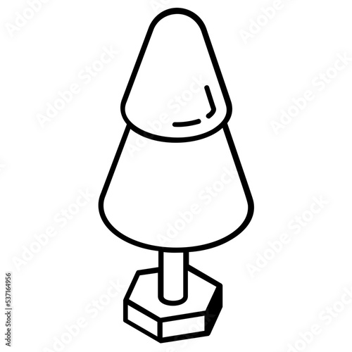 A linear isometric icon of tree 