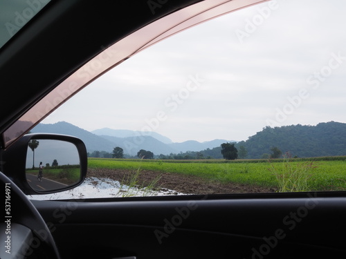 driving on the road in mountains