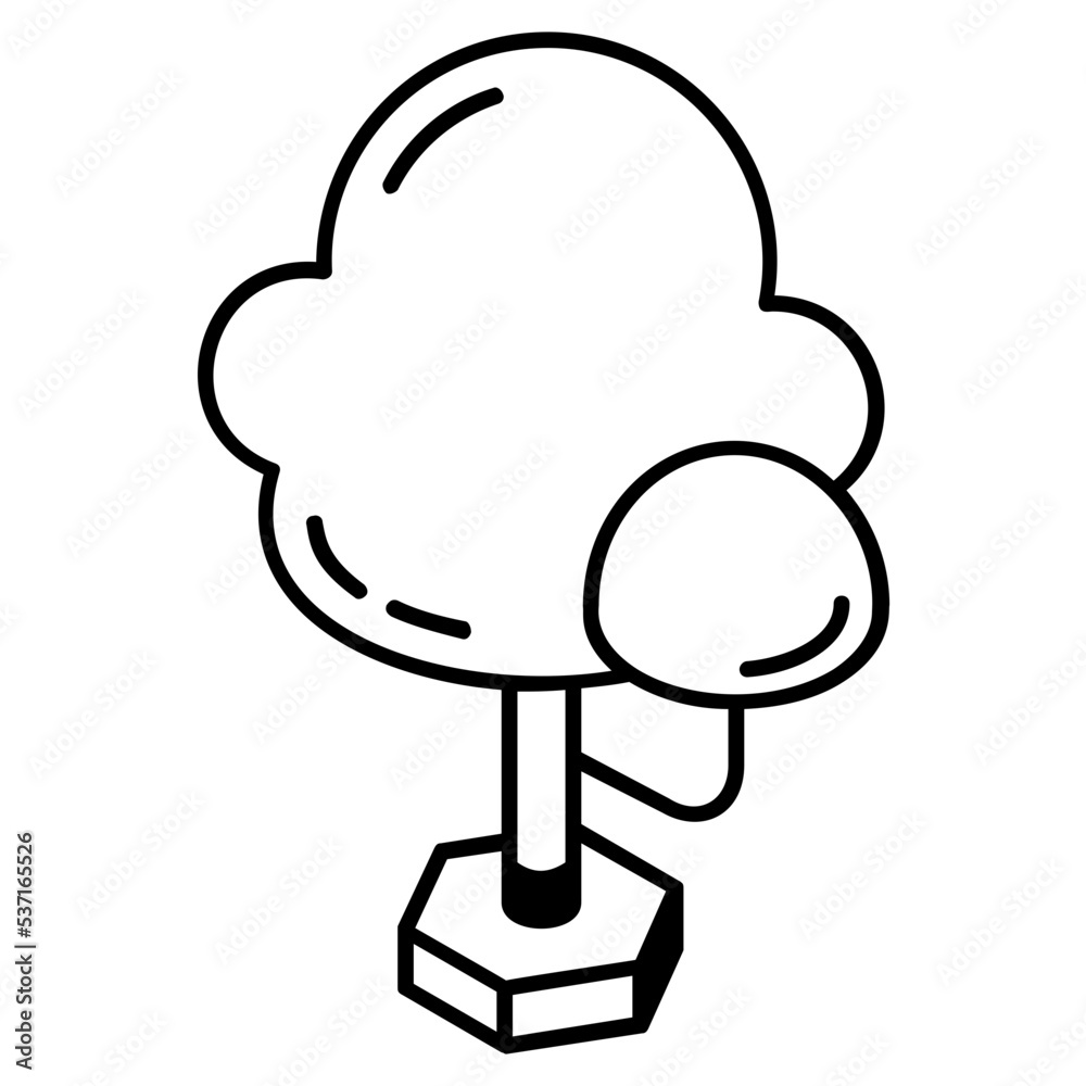 A linear isometric icon of tree A linear isometric icon of tree
