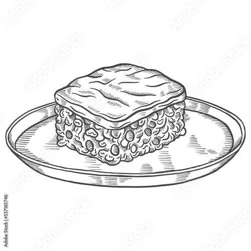 shepherds pie british or england food cuisine isolated doodle hand drawn sketch with outline style