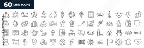 set of most common used 60 web icons in outline style. thin line icons such as multiply, meetings, name tag, dishwasher, dairy, returns, elder, leather vector.