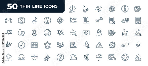 set of most common used 50 web icons in outline style. thin line icons such as justice, position, smoke, ads, caution, butterfly, repeat vector