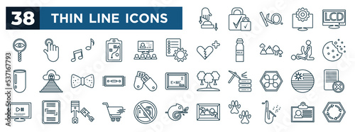 set of most common used web icons in outline style. thin line icons such as push button, look for, order management, bite, pendrive, uruguay, shop cart, jazz vector