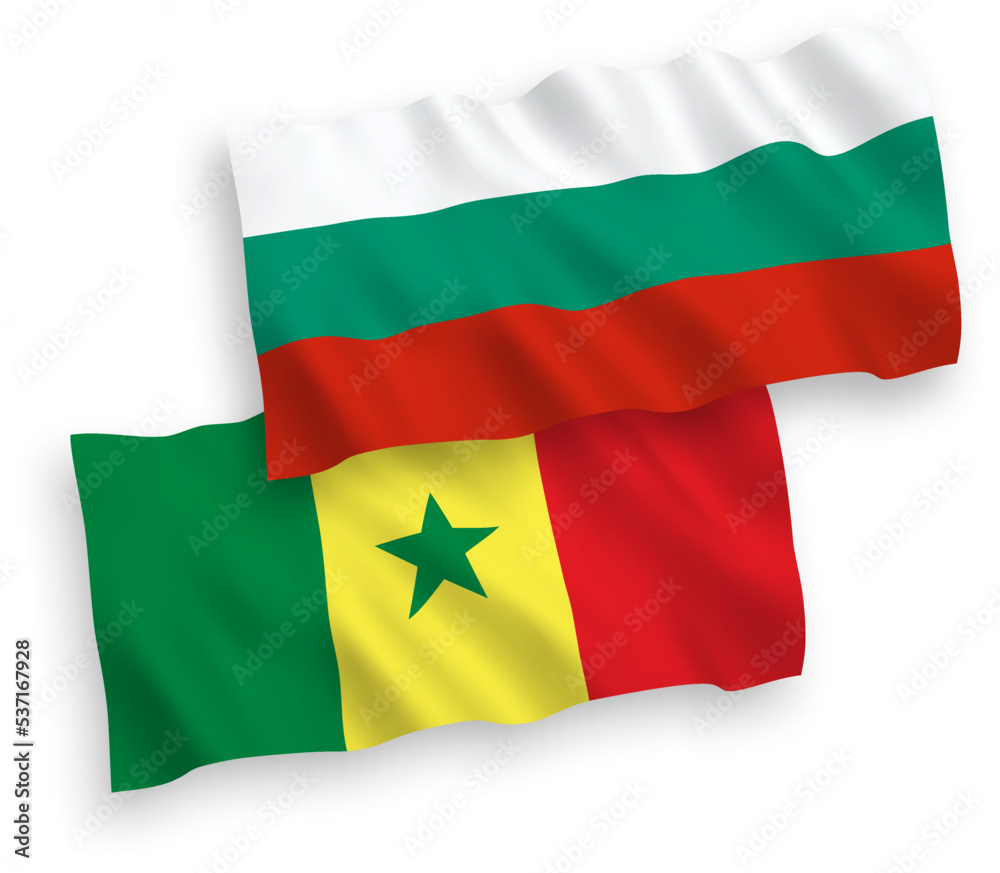Flags of Republic of Senegal and Bulgaria on a white background Flags of Republic of Senegal and Bulgaria on a white background