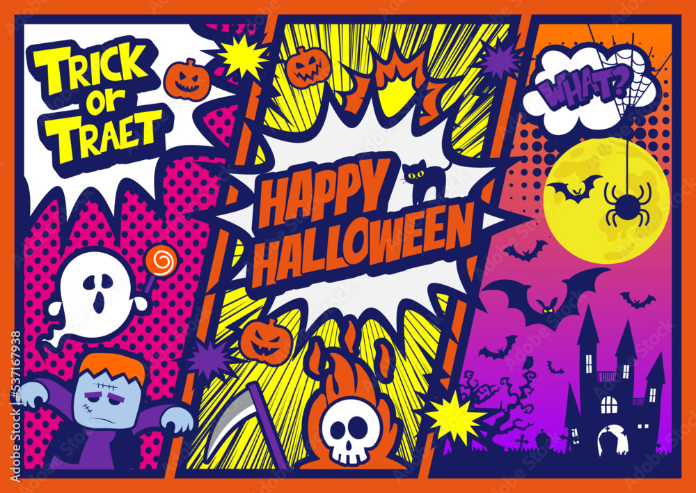 The pop art style, Comic book concept HALLOWEEN speech bubble.