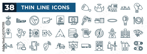 set of most common used web icons in outline style. thin line icons such as ham, enviroment, meta, diner, arch, silo, ears, computer user vector