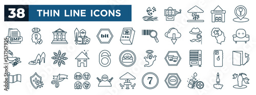 set of most common used web icons in outline style. thin line icons such as mermaid, bmp, english language, armchair, 6, 11, emot, sanitation vector photo