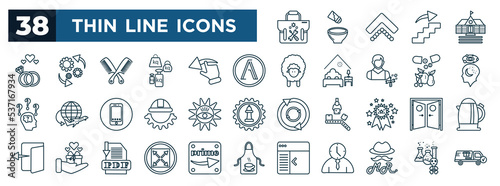 set of most common used web icons in outline style. thin line icons such as toolkit, wedding ring, letter a, imagination, supervision, doors, maximum, mr vector
