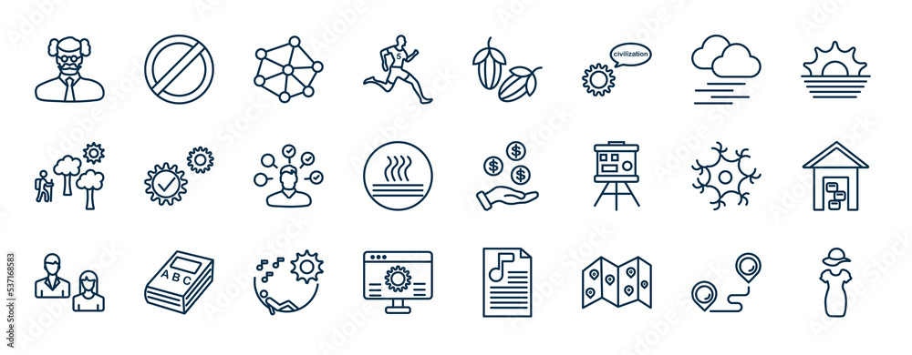 set of most common used web icons in outline style. thin line icons ...