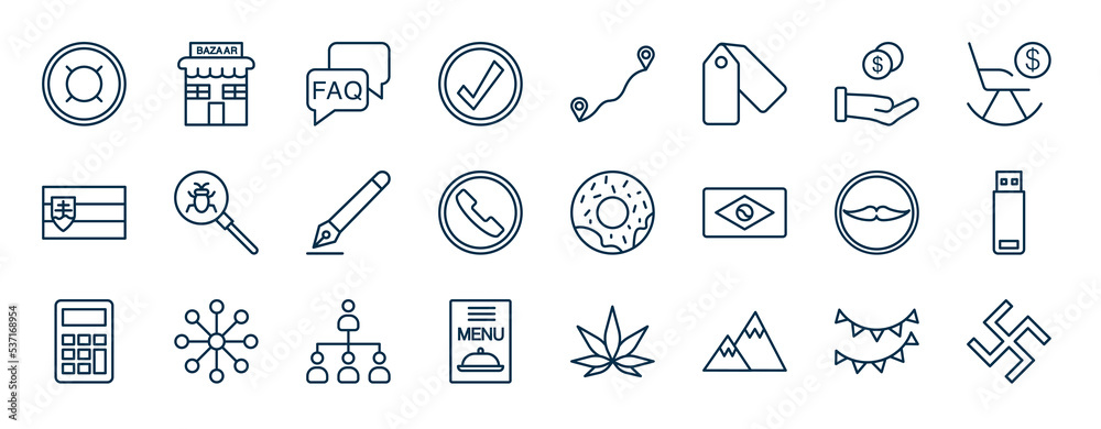 set of most common used web icons in outline style. thin line icons ...