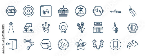 set of most common used web icons in outline style. thin line icons such as integrated, high school, status bar, classes, lavender, league, , slave vector.