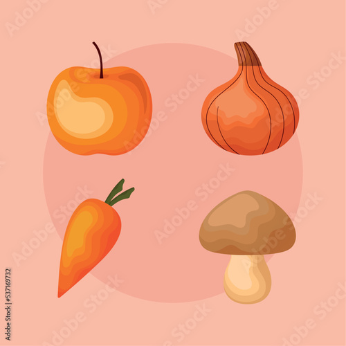 four autumn season icons