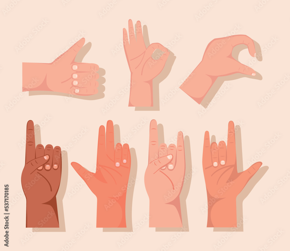 Fototapeta premium seven hands gestures