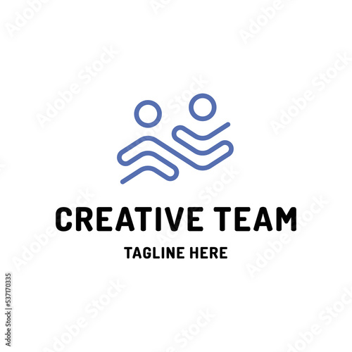 Team work logo template. Creative linear human resources illustration. HR logotype with connected people symbol