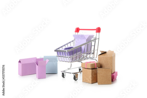 Concept of shopping, Black friday and discounts, isolated on white background