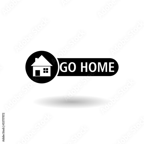 Go home button icon logo with shadow