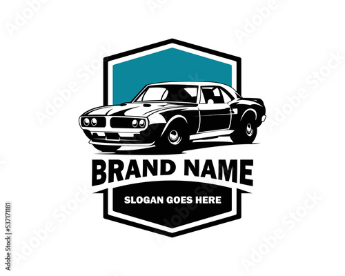 Classic car logo circle emblem vector illustration isolated