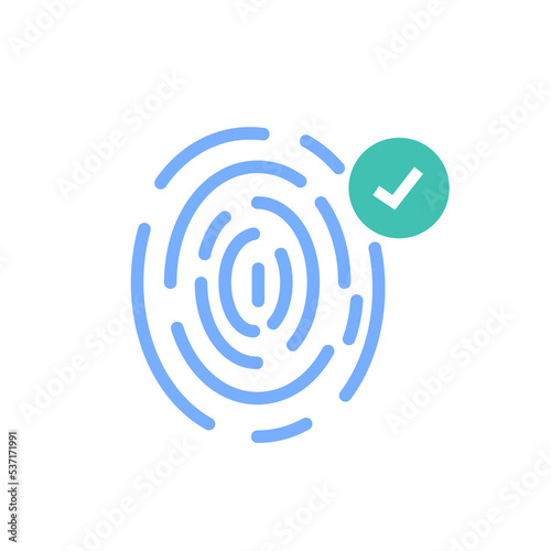 Vector flat illustration of fingerprint icon isolated on white background. Digital security authentication.