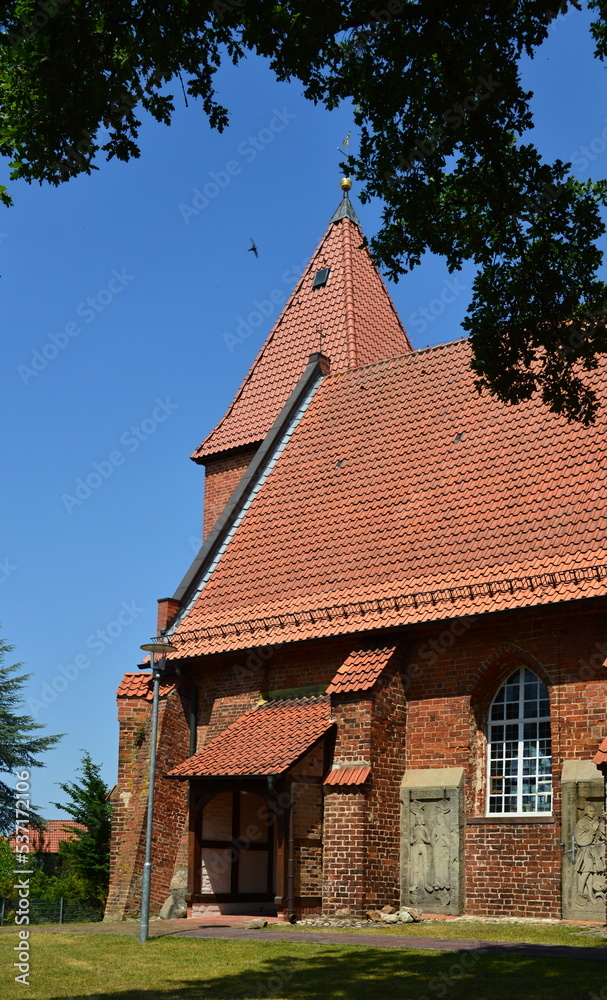 Historical Church in the Village Drakenburg at the River Weser, Lower Saxony