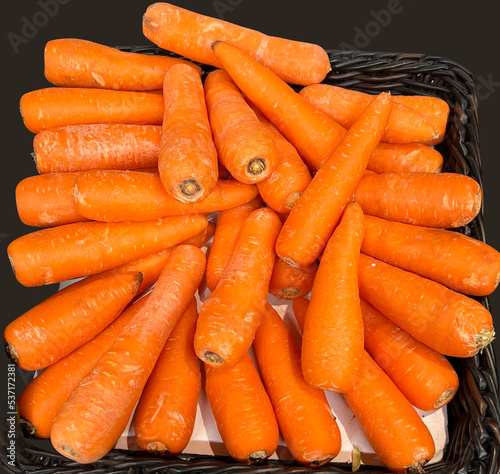 Carrot with wooden basket , Organic Carrot 