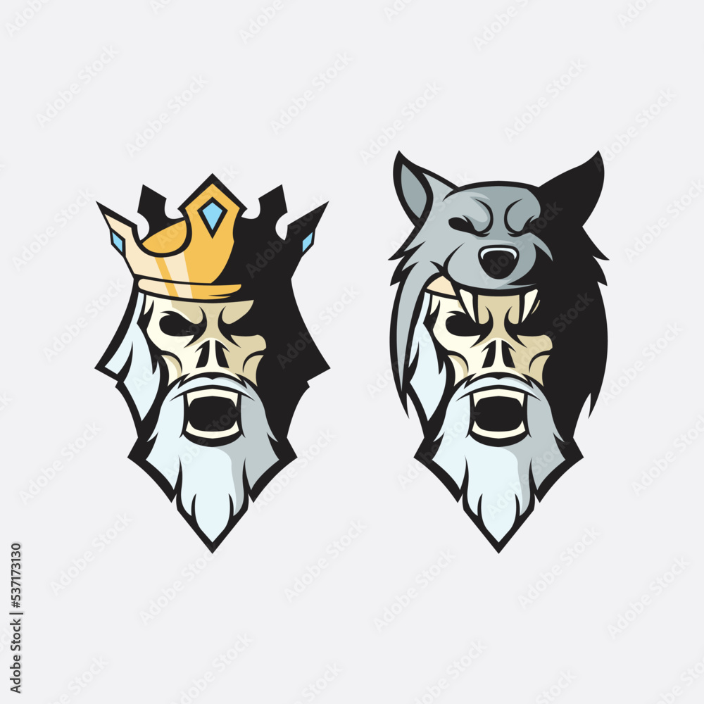 Obraz premium skull king vector illustration logo design