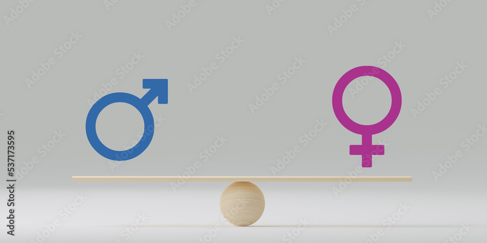 Male Equals Female Concept Of Gender Equality Man And Woman Balancing On Scales Feminism 2739