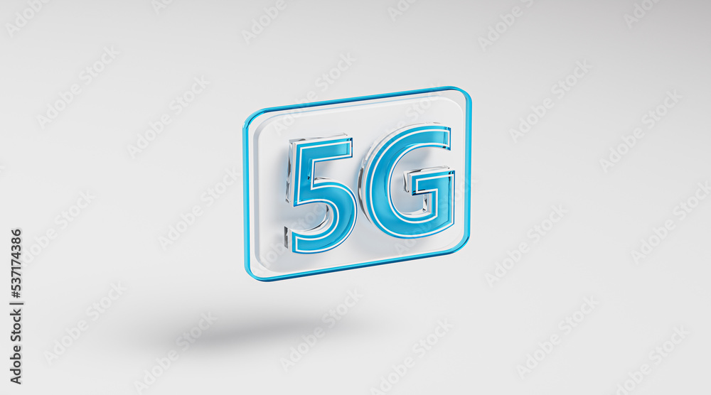 5G Network Symbol Glass Icon 3D Render 5G Network Symbol Glass Icon 3D Render