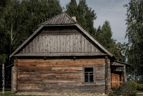 wooden house in village.