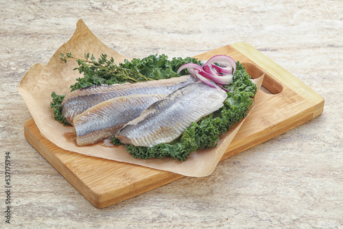 Marinated Herring fillet with onion