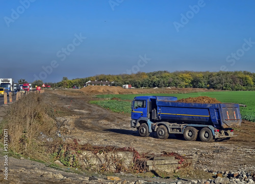 Truck at a road construction site