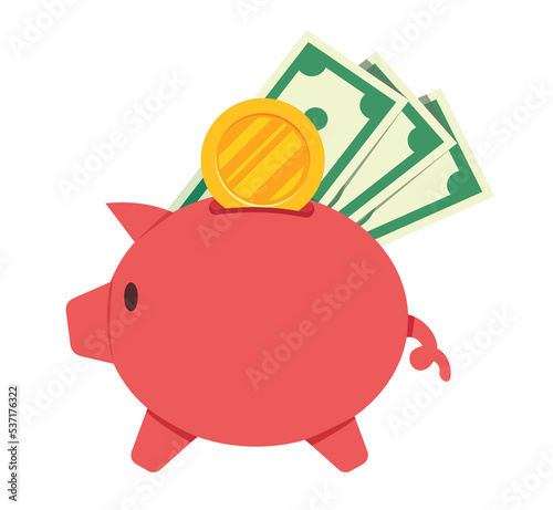 piggy bank in flat illustration 