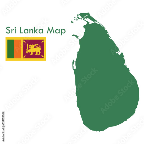 Map-Green Sri Lanka Map with National Flag