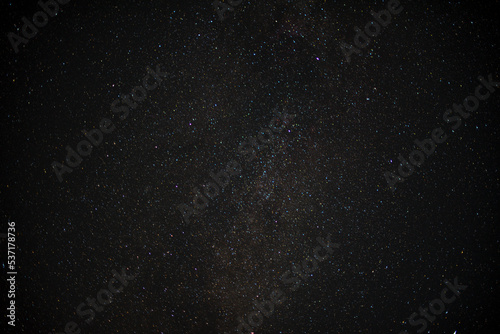 Many stars on black sky at night. A real dark night sky with plenty of stars. Night sky background with a Milky Way