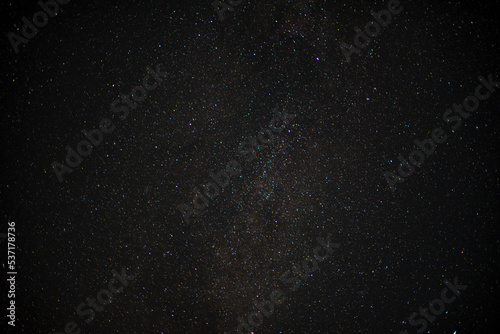 Many stars on black sky at night. A real dark night sky with plenty of stars. Night sky background with a Milky Way