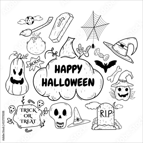 Fototapeta Naklejka Na Ścianę i Meble -  set of halloween vector illustration