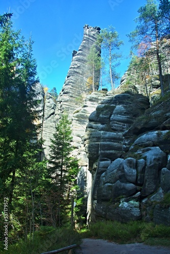 Czechia-view of path in the Teplice Rocks
