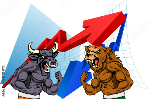 Bull Vs Bear Fight Stock Ma...