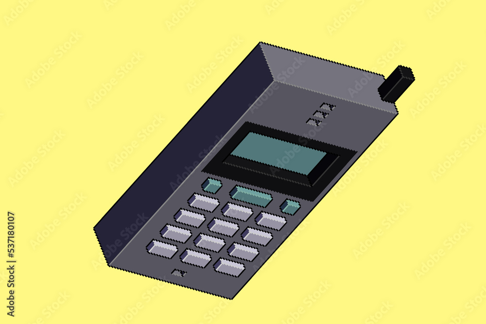 Retro mobile phone isometric pixel art Retro mobile phone isometric pixel art