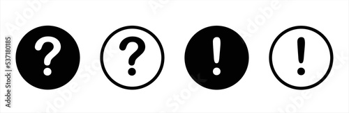 Exclamation and question mark icon set. Question mark and exclamation symbol, vector for apps and website.