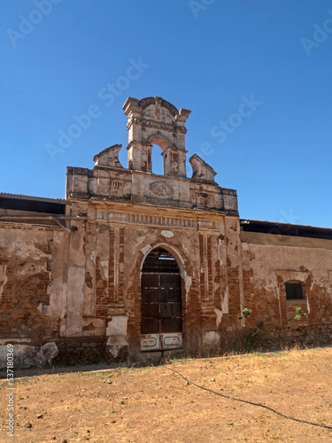 Entrada a la iglesia de la cooperativa Colonias del Galeón. Cazalla de la Sierra. Sierra Norte de Sevilla. Andalucía photo