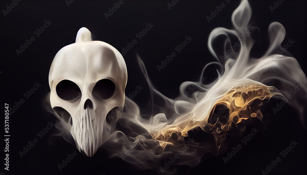 Halloween ghost. skull smoke effect with black background Halloween ghost. skull smoke effect with black background