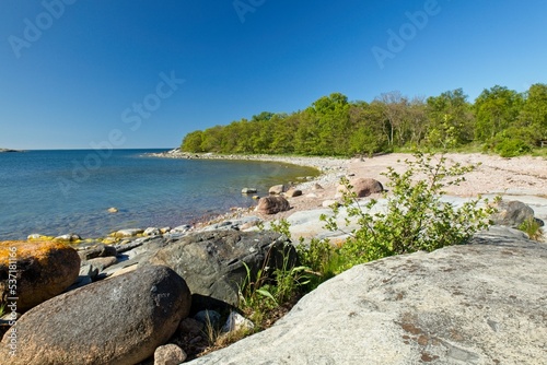 Rocky seashore at Jungfruskär, Archipelago National Park, Finland.